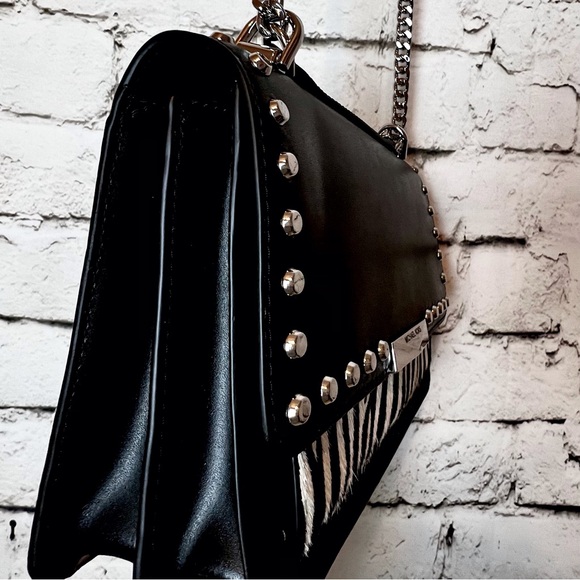 MICHAEL KORS JADE BLACK MULTI Calf Hair and Leather Shoulder Bag - Picture 8 of 12